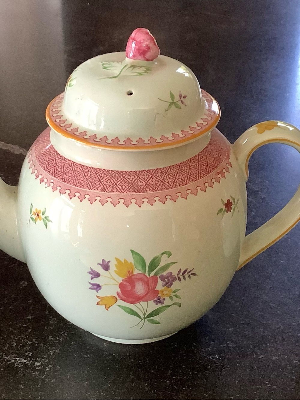 Ceramic Floral Teapot in Cream and Pink - Classic Home Kitchen